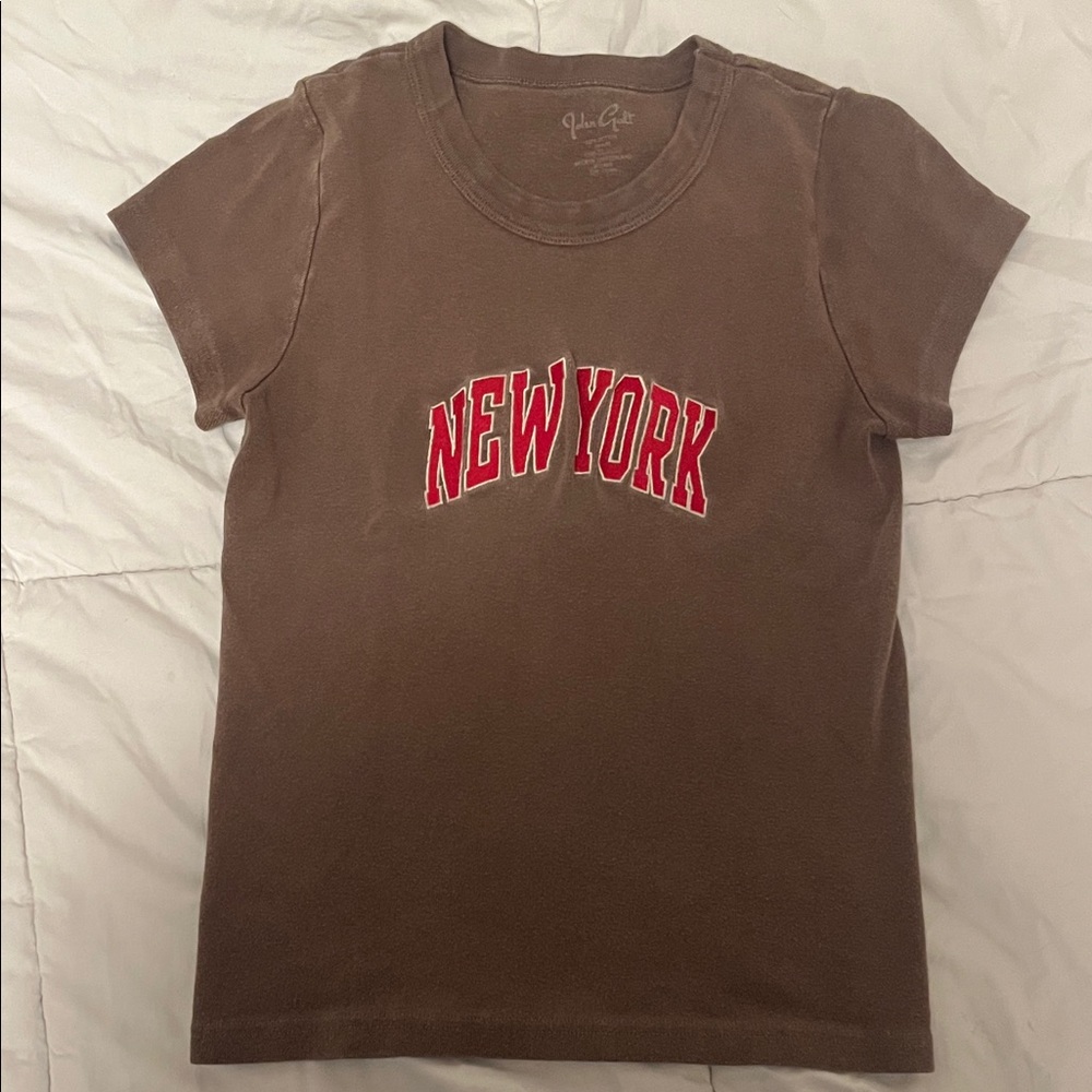 Brandy Melville Brown Tee with Red New York Print